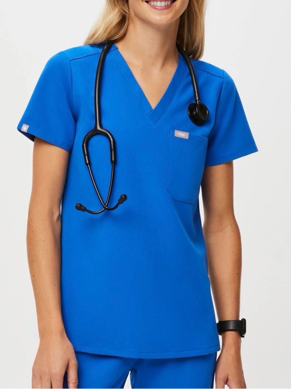 FIGS Catarina Scrub Top Shirt Medical Short Sleeve Royal Blue PO 2443 Women’s L